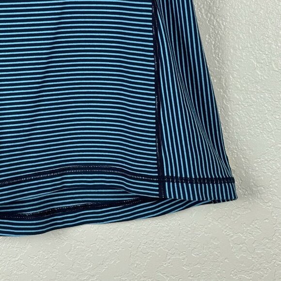 Lululemon Tank Top Womens Size 4 Scoop Neck Striped Racerback Shelf Bra Blue - Picture 6 of 8